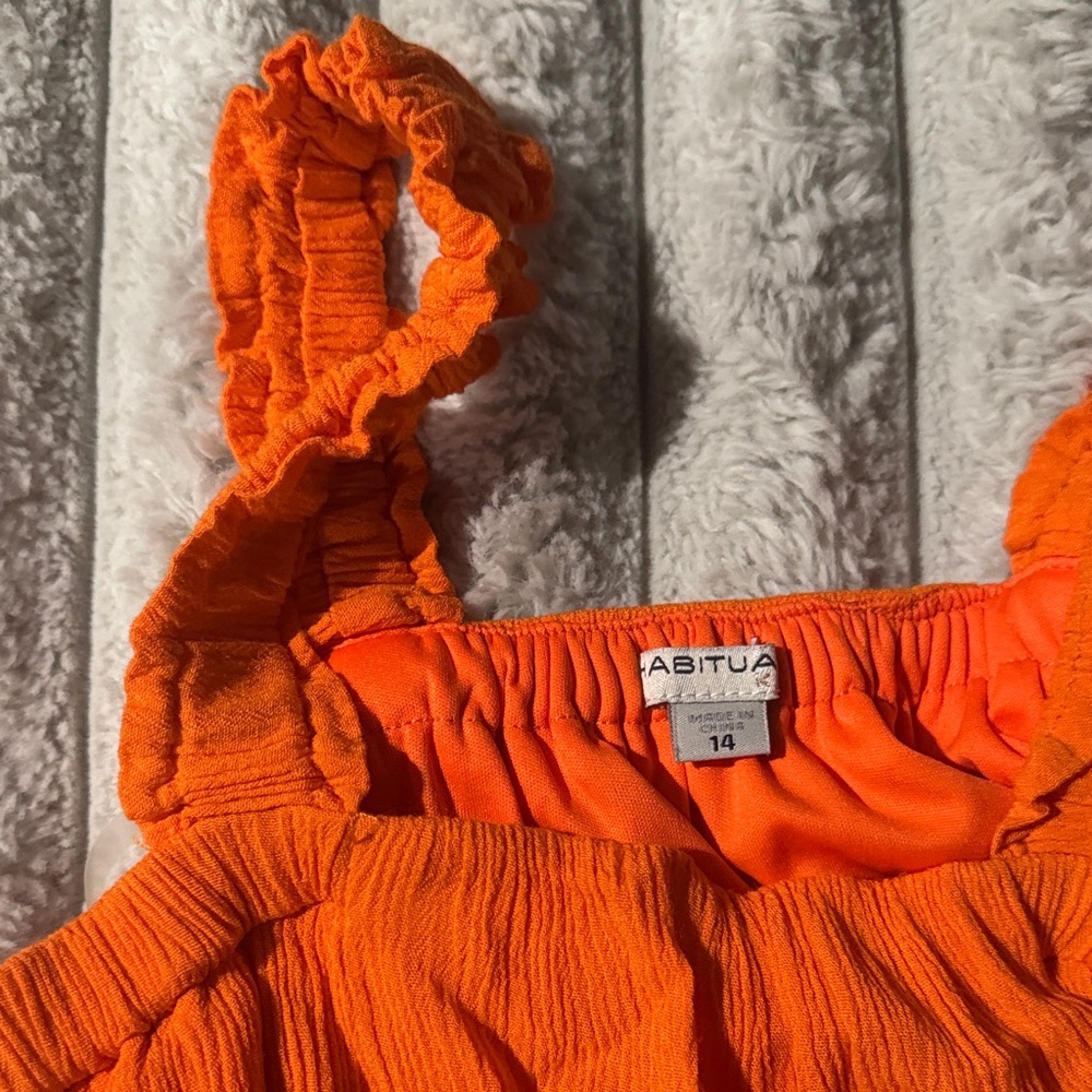 Habitual Bright Orange Ruffled Tank Top - Picture 4 of 5